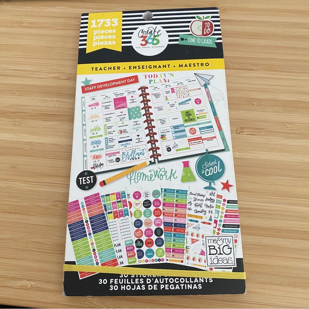 The Happy Planner Teacher Sticker Book, 1733 pieces, To Do, Time to Grade
